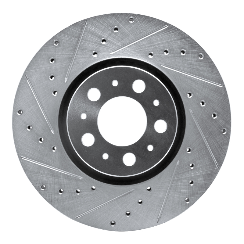 Volvo S60 Brake Rotor (1) - Front Left - R1 Concepts - Drilled & Slotted - Silver - `03-`09